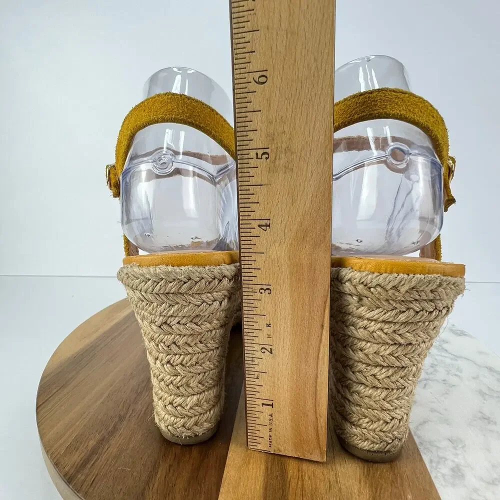 Seychelles Yellow Leather Weave Espadrilles Wedge Closed Toe Sandals 9/40 - Picture 8 of 10